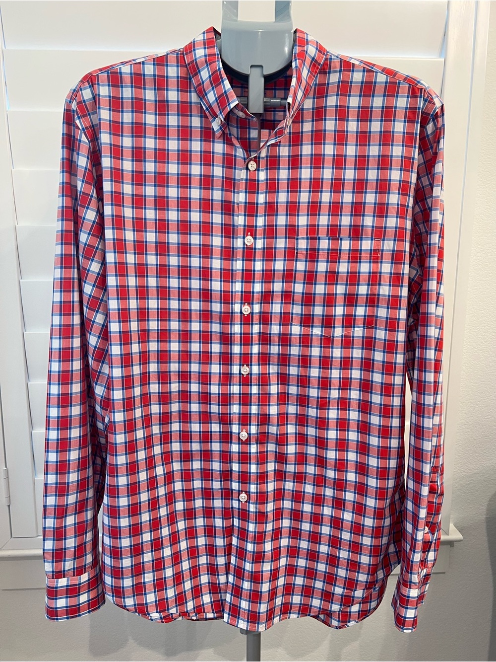 Men's Red Plaid Button-Down Shirt